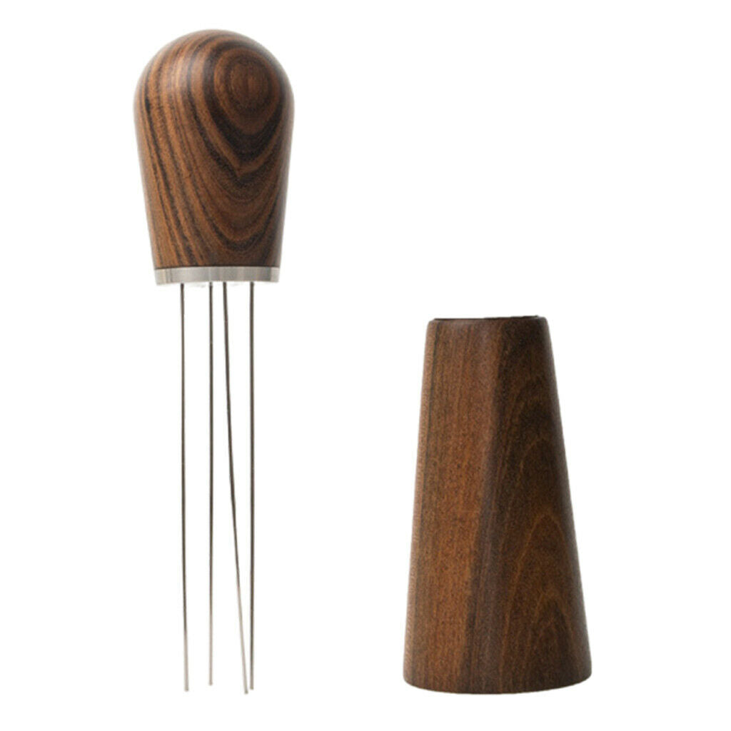 Stainless Steel Coffee Stirrer 4 Needle Type Coffee Tamper with wood Handle