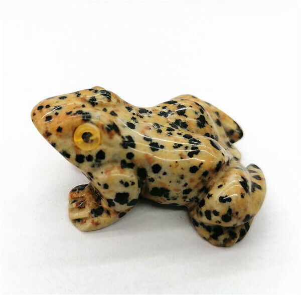 50x40x23mm Natural Dalmation Jasper Carved Frog Decoration Statue Decor HH7557