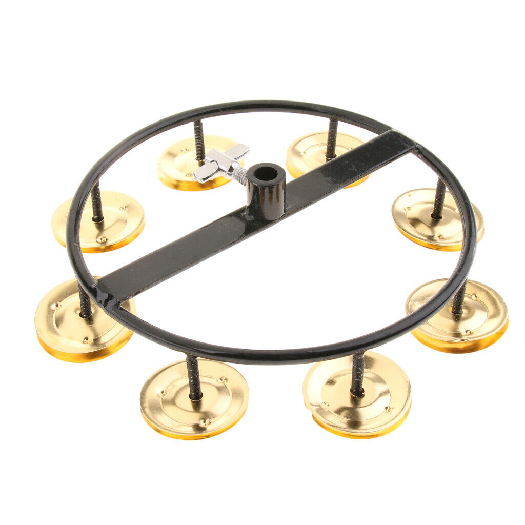 Golden Hi Hat Tambourine with Single Row Steel Jingles for Drum Set Percussion