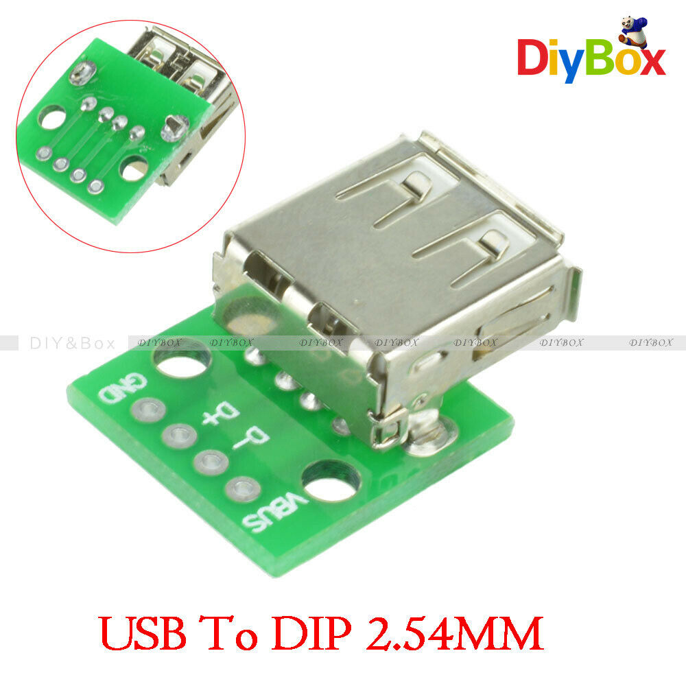 5PC Mini Type A Female USB To DIP 2.54MM PCB Board Adapter Converter For Arduino