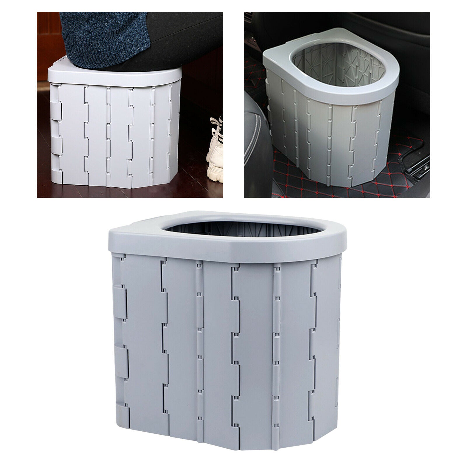 Portable Folding Toilet Outdoor Camping Hiking Long Trips Baby Potty Grey