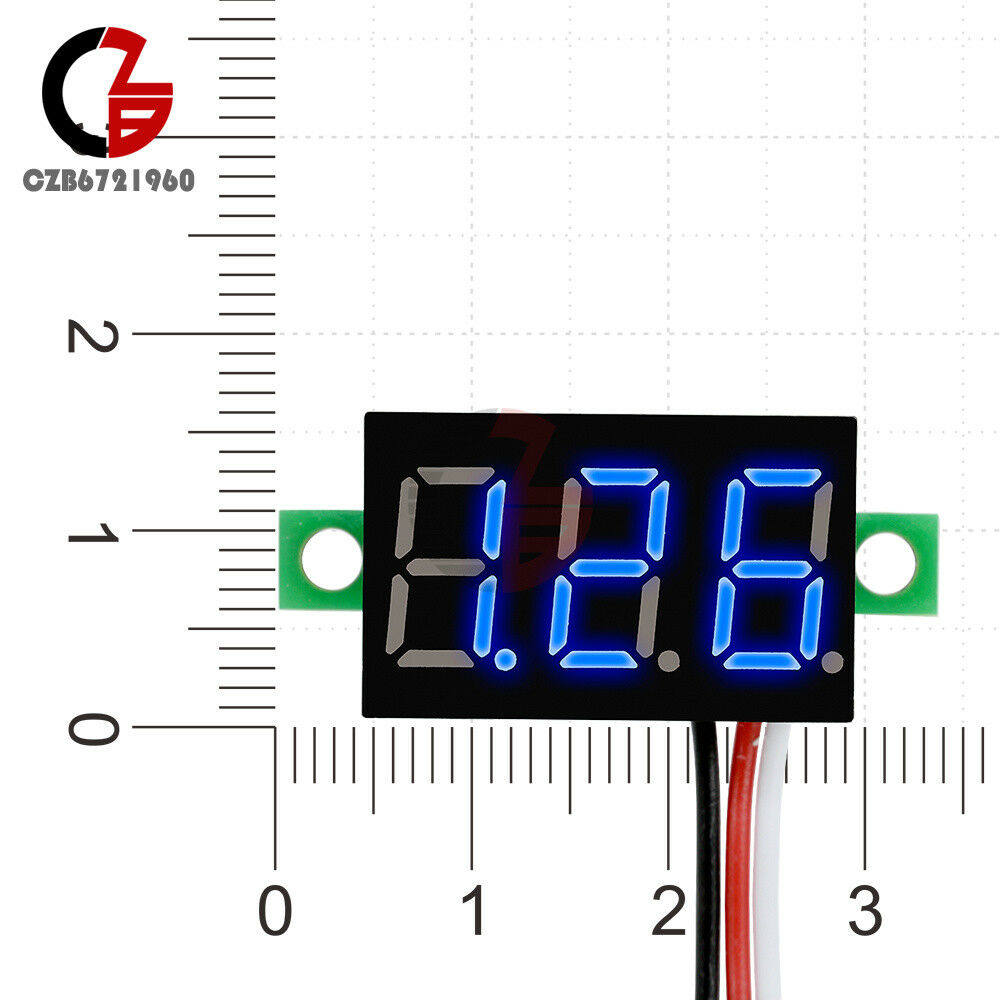 Blue 0-30V 0.36 inch 3 Wires LED Panel Voltage Meter 3-Digital Display Voltmeter