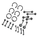 20Pcs Nose Lip Tongue Eyebrow Tragus Navel Belly Ring Piercings 10mm
