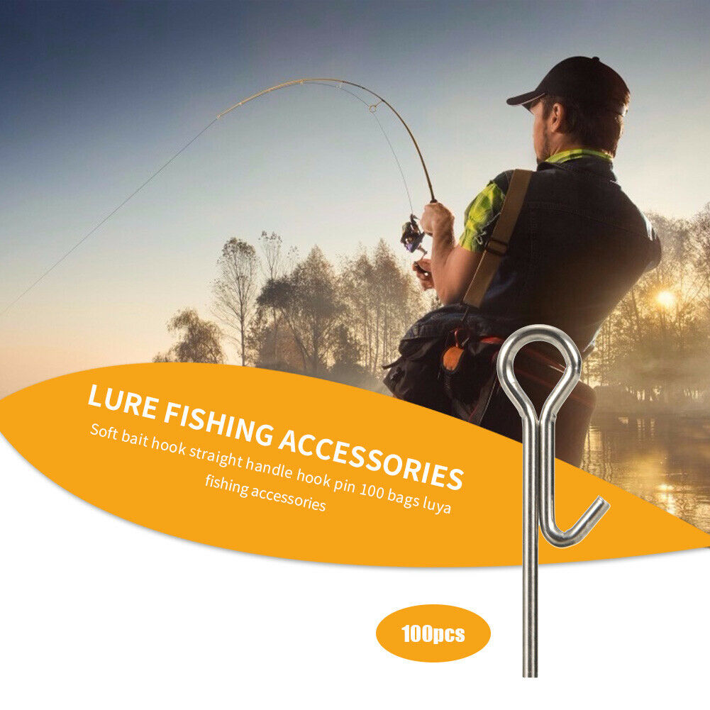 100pcs Fishing Hook Connecting Pins Fixed Lock Assist Soft Lure Bait Tackle  @