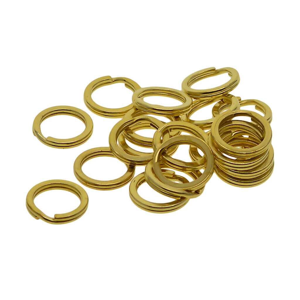 20 Pcs Solid Brass Flat Split Key Ring Key Chain Hooks Hardware 15 mm Loop