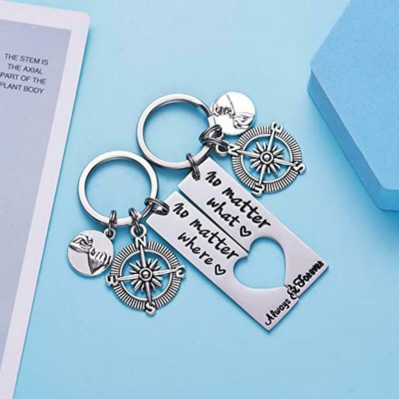 Girlfriend Sisters Couple Stainless Steel Keychain Compass Hand in Hand Keychain