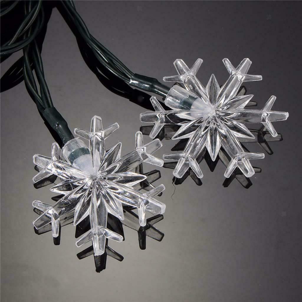 Solar Powered String Lights,Snowflake Seasonal Decorative Fairy Lights White