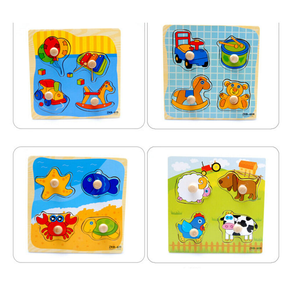 Babys Toddler Intelligence Development Animals Wooden Bricks Puzzle To.l8
