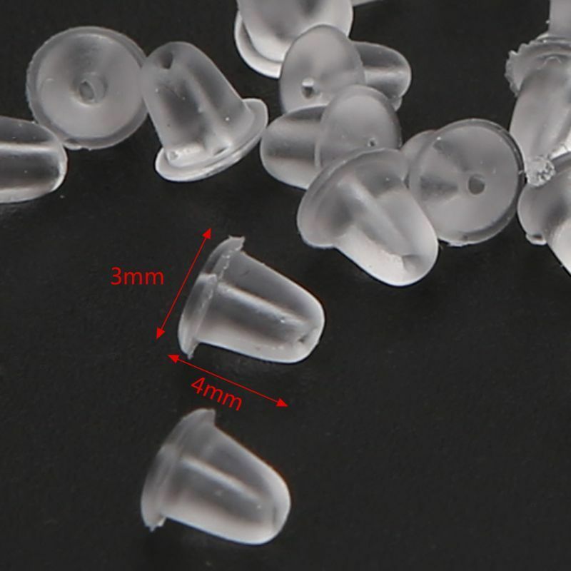 200Pcs Silicone Earring BackClear Ear Safety Back Pad Backstop Soft Replacement