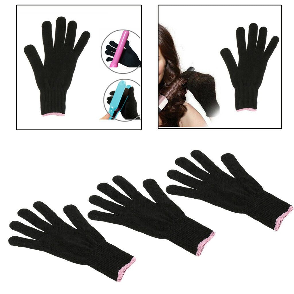 3 Pieces Hair Styling Perming Heat Resistant Glove Flat Iron Hand Guard Mitt