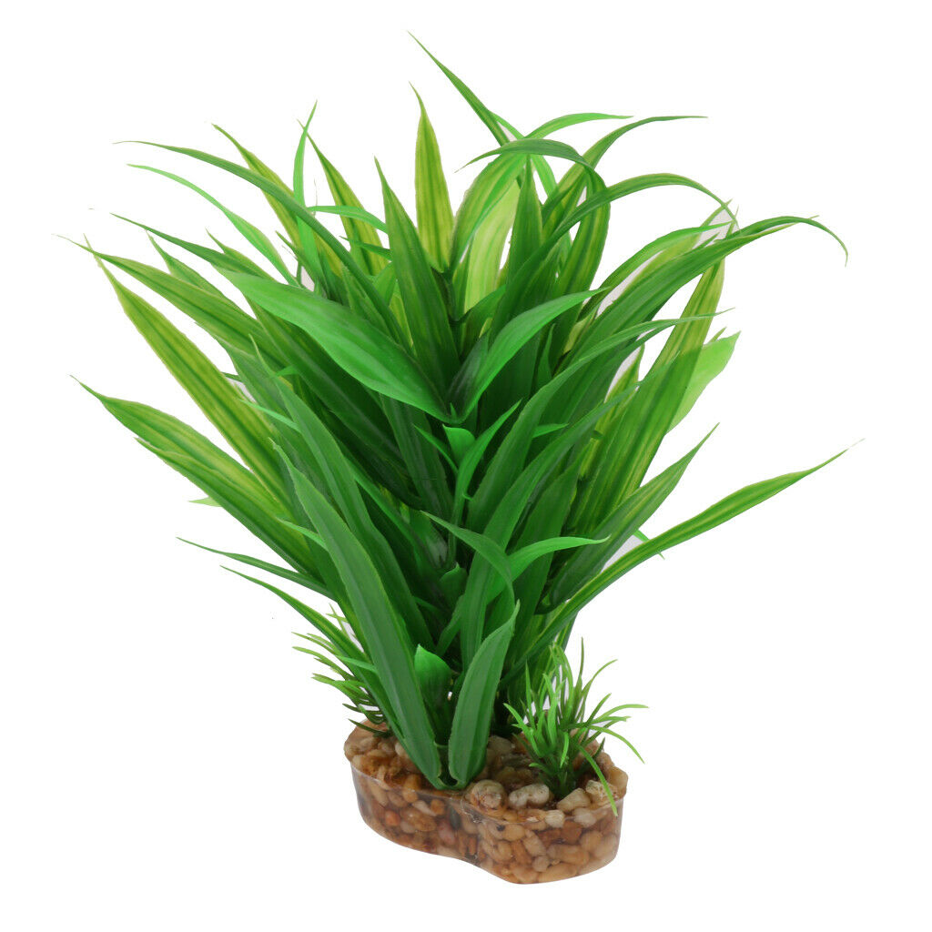 Set of 2, Natural Looking -Artificial Bamboo Leaves & Succulent Aquarium Plant