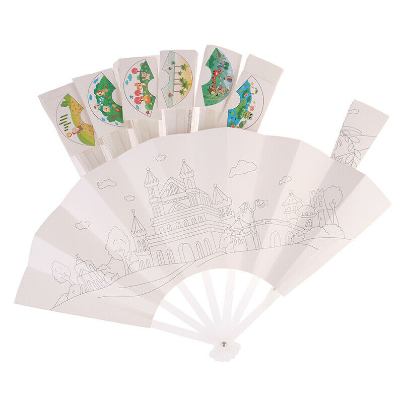 21cm DIY Painting Cartoon Fan For Children Graffiti Origami Fan Art Craft.l8