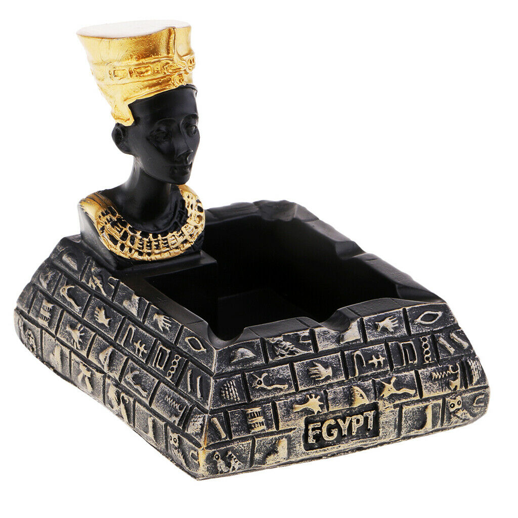 Egypt Pharaoh Cigarette Ashtray Tobacco Ash Tray Holder Home Office Decor Black