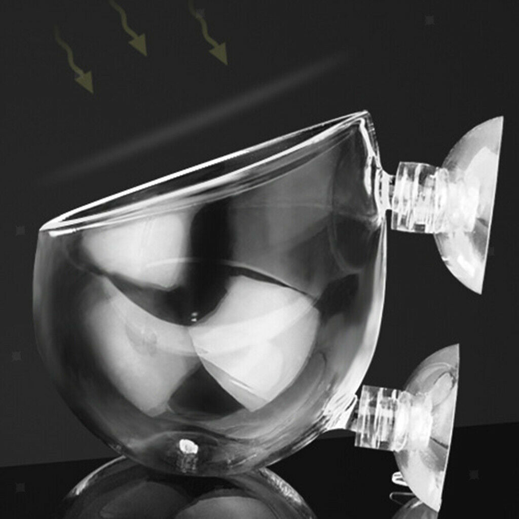 Dia. 6.3cm Clear Crystal Glass Aquatic Plant Cup Pot with Suction Ornament