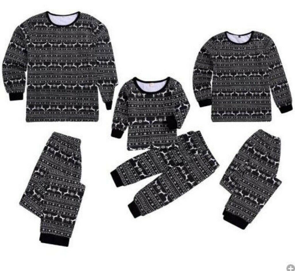 Soft Cute Family Parent-Child Sleepwear Long Sleeve Christmas Pajamas Sets Deer