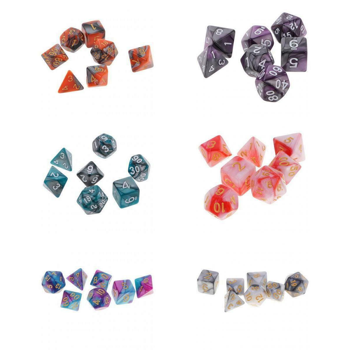 42 Piece Two Color Mixed 7-die Dice 16mm fit DND MTG RPG Board Games Toys