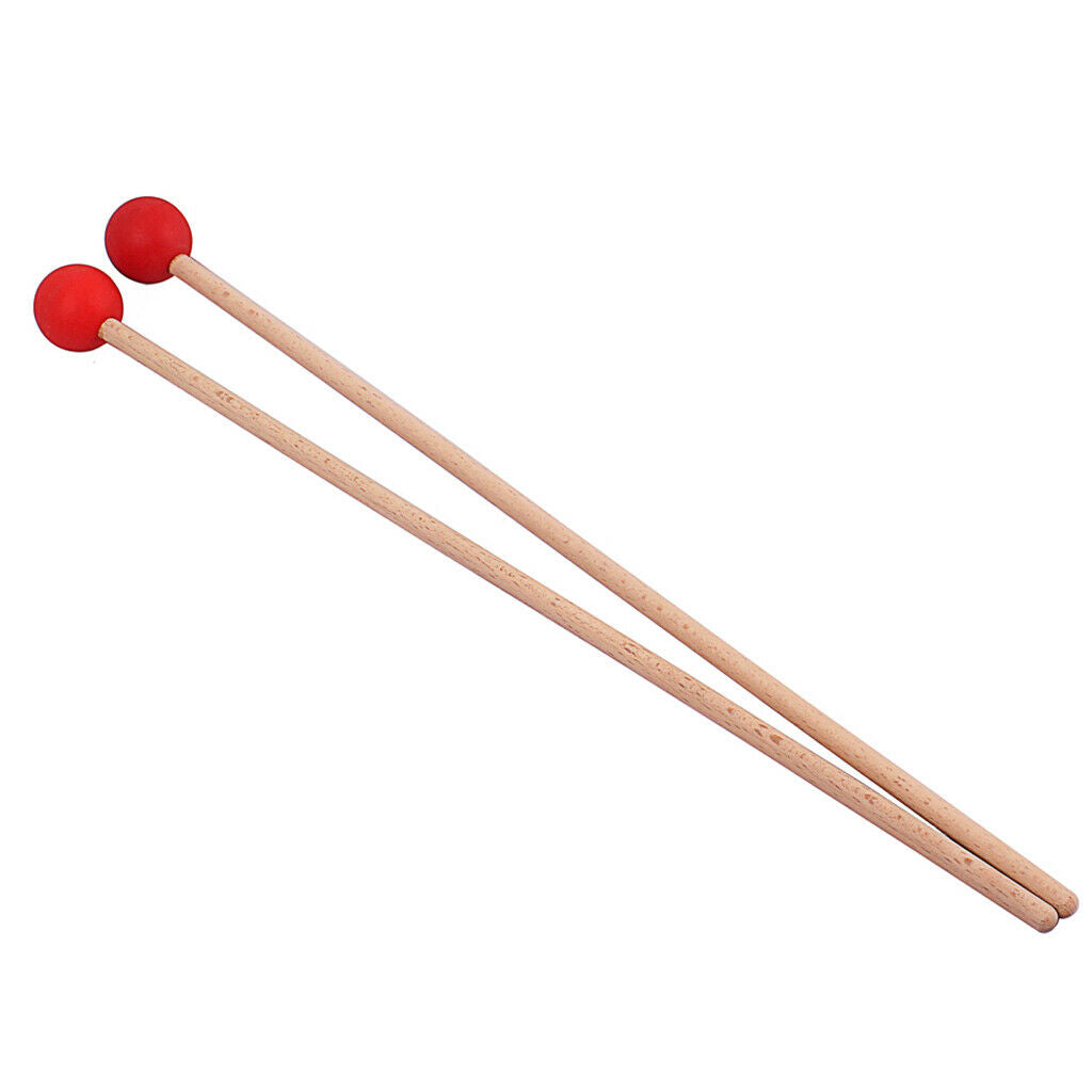 1 Pair Drum Mallets Handle for Glockenspiel Drum Accessory Replacement Red