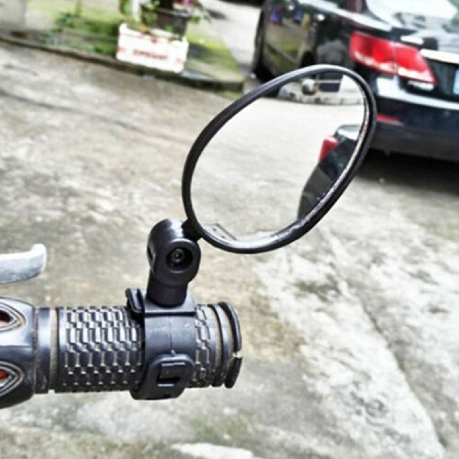 Bike Bicycle Handlebar Flexible Rear Back View Rearview Mirror Black