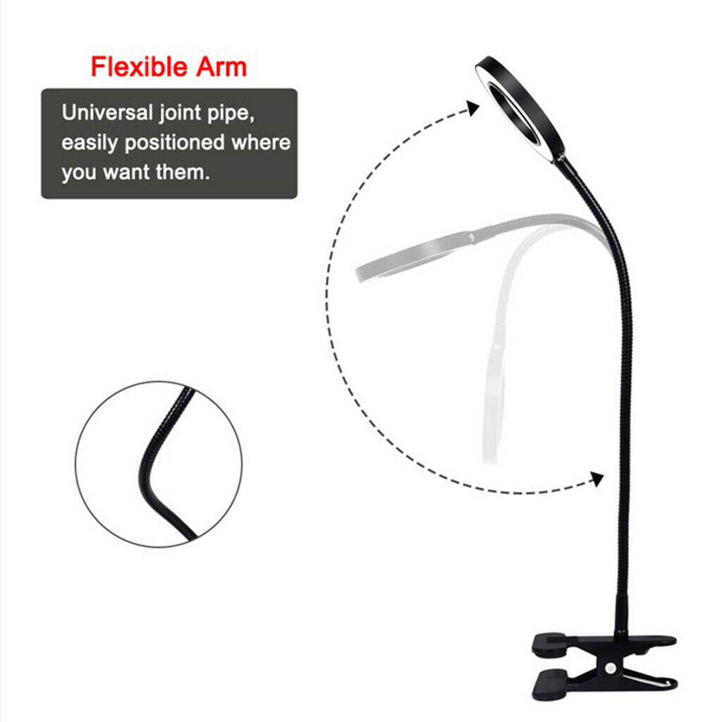 Magnifying Glass Desk Lamp With 3X Magnifier Clip For Reading Crafts