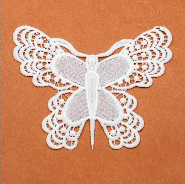 5pcs butterfly shape Embroidered Lace Applique decoration Clothing craft