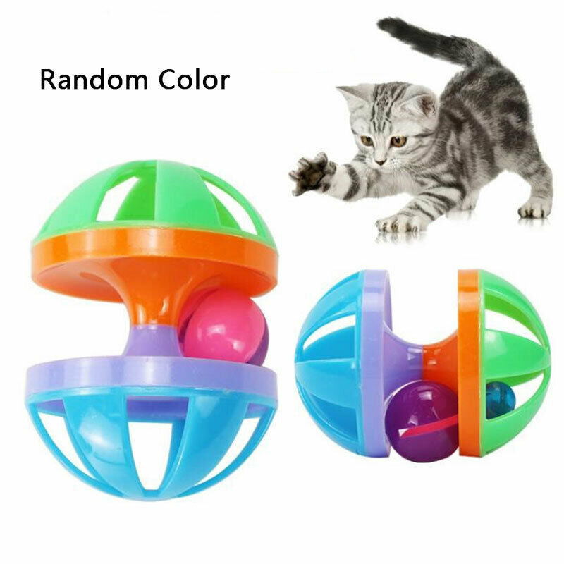 1Pcs Plastic Rolling Cat Interactive Bell Ball Teaser Squeaky Pet Chew T.l8
