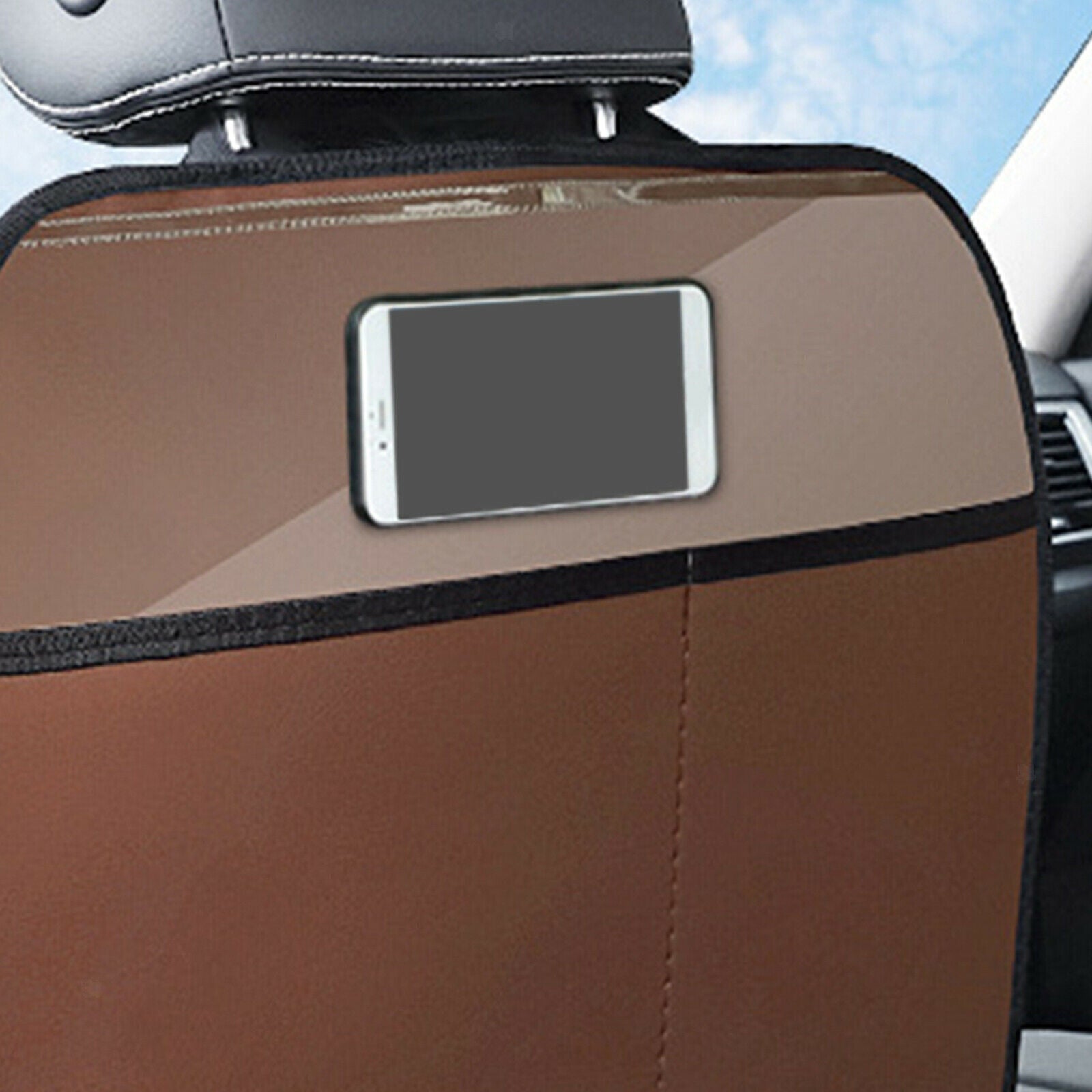 Auto Car Seat Back Cover Kick Mat Anti Stepped Dirty for Kids Brown Large