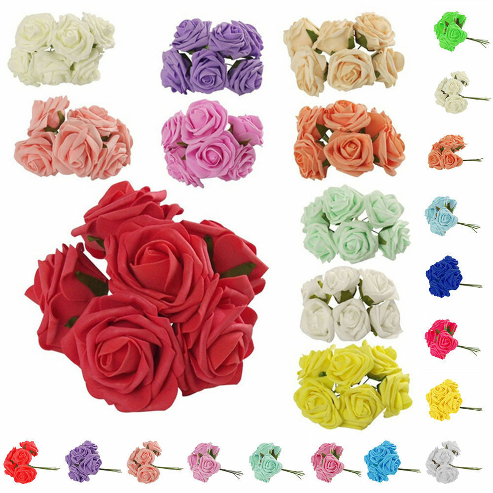 10x Colorfast Artificial Foam Roses Wedding Garden Home Bedroom Decor Pink