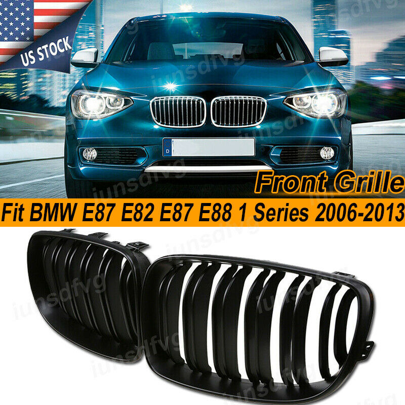2x For BMW E81/E82/E87/E88 1-Series 2007-13 Front Kidney Grille Double Line Hood