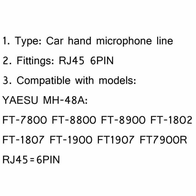 5Pcs RJ45 6PIN Speaker Mic Cable Line Cord For Yaesu MH48A FT-8800/1802 Radio CA