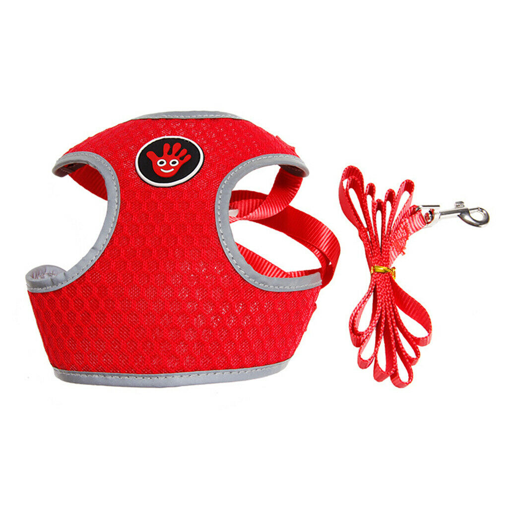 Breathable Dog Vest Harness Pet Outdoor Traction Rope For Cat Dog Red S