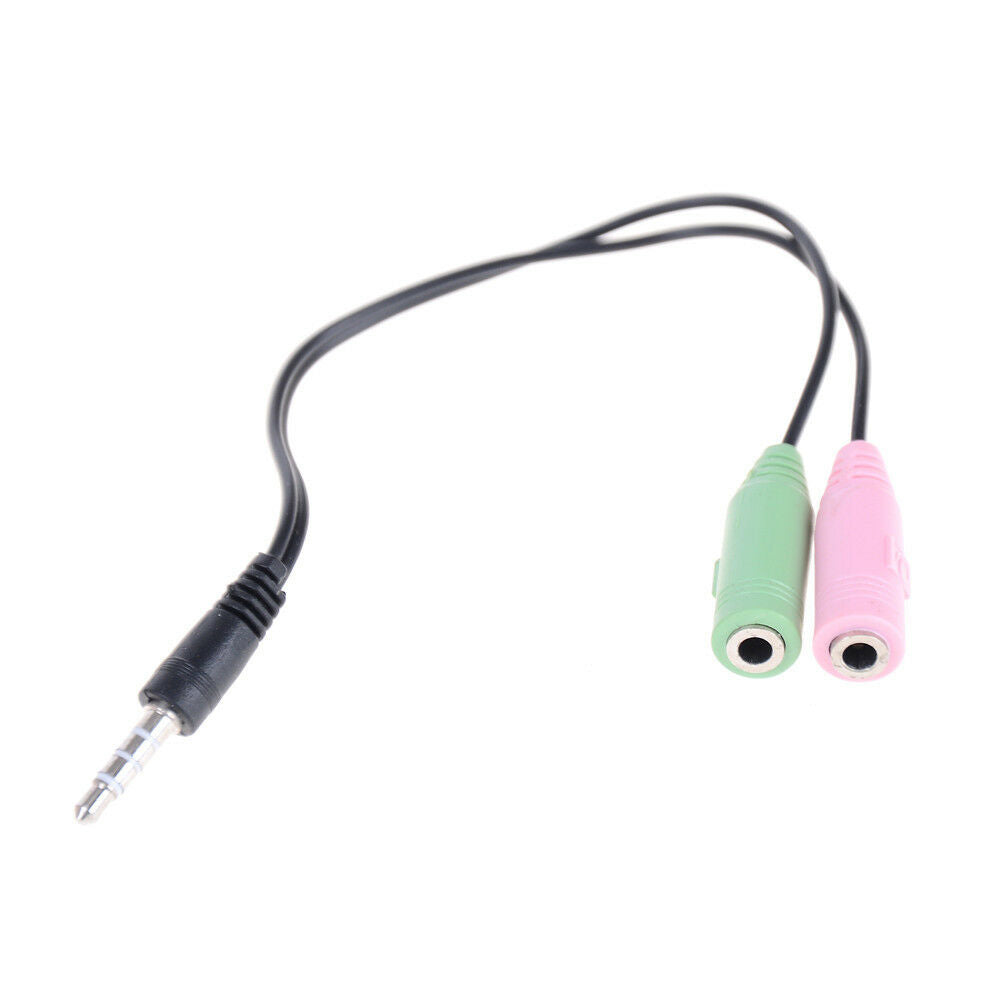 3.5mm Stereo Headphone Microphone Audio Y SplitterCable Adapter Plug Jack.l8