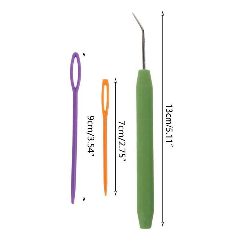 12 Pcs Knitting Crochet Loom Hook+24 Pcs Plastic Sewing Needles Craft Projects