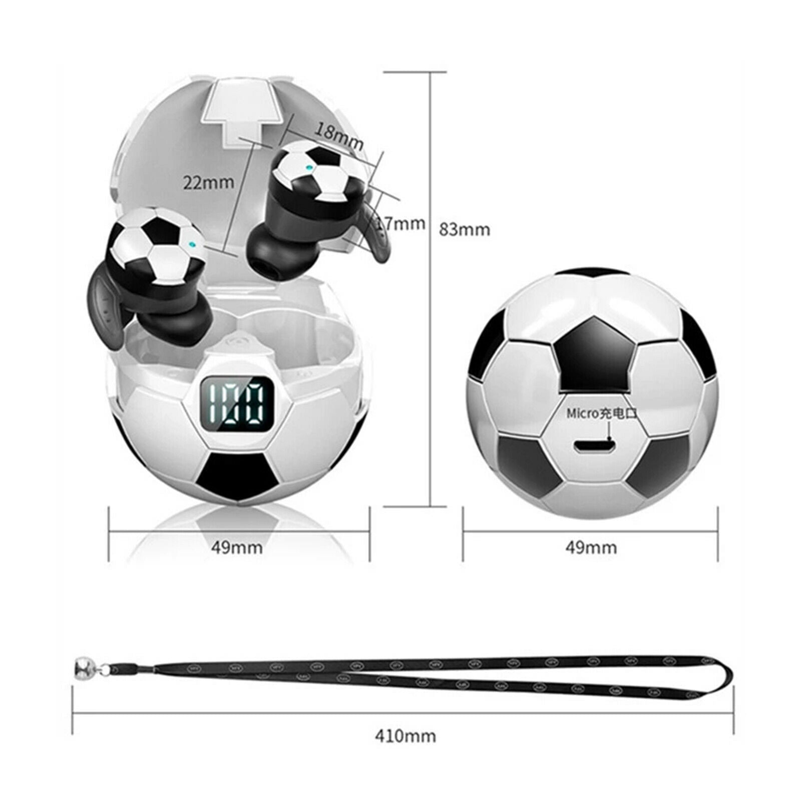 AQ009 Football TWS Wireless Earphone Headsets Earbuds Headphones w/Mic IPX7