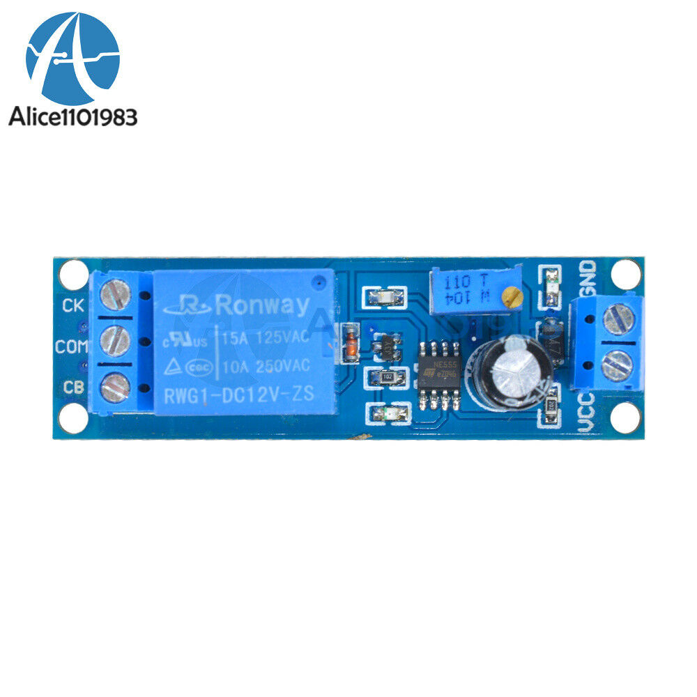 12V Delay Timer Switch Relay Module 0 -10 Second NE555 Oscillator Adjustable