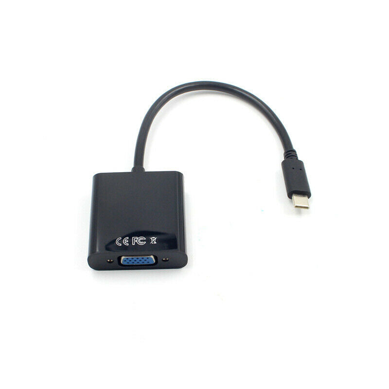 USB-C Display Port Male To VGA Female Adapter Transfer Cable Converter 1080p HN