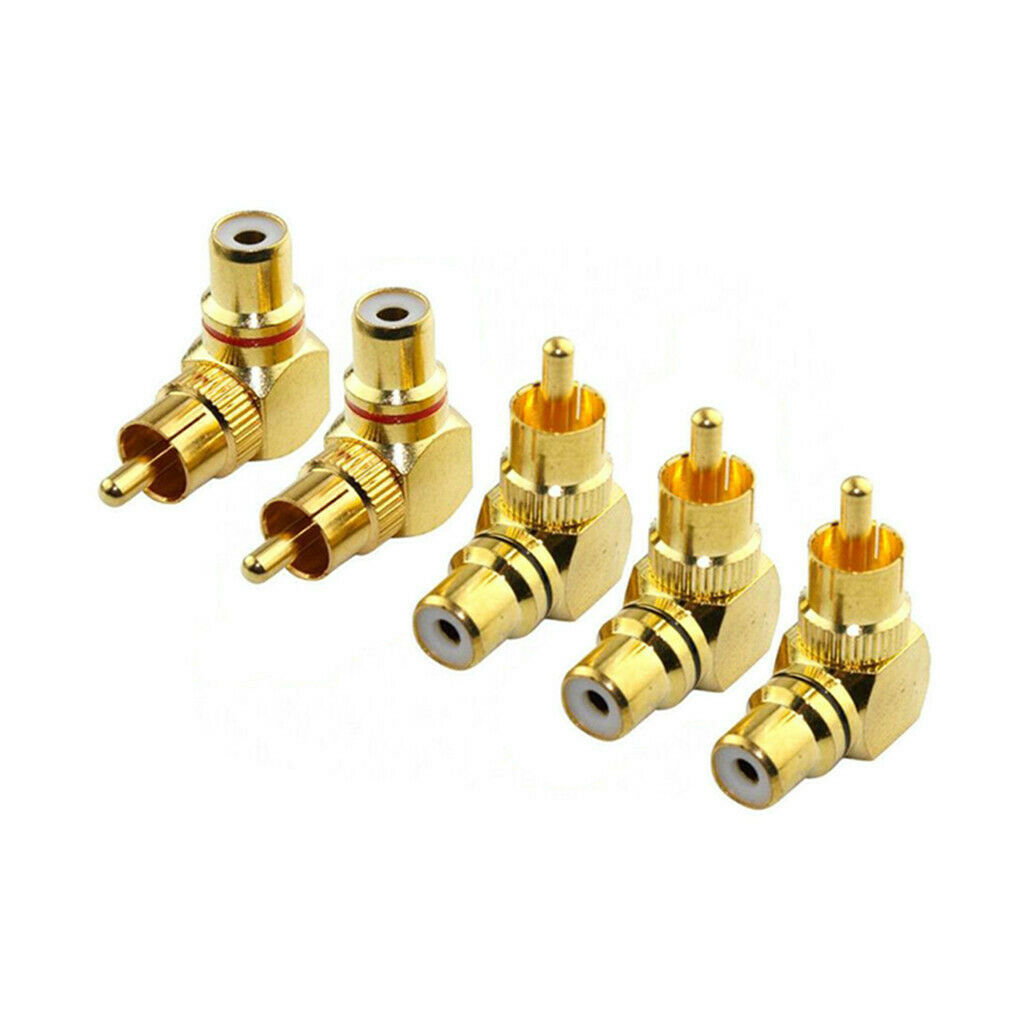 5x RCA Right Angle 90 Degree Adapter Audio/Video Cable Connectors