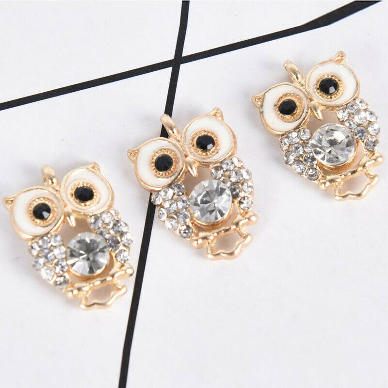 10Pcs/Set Alloy Crystal Owl Charms Pendant Jewelry Findings DIY Making Craft Lt