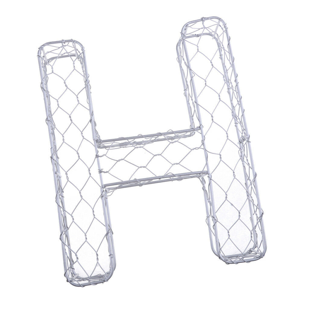 Letter Style Wall Art Metal Iron Frame Wire Wreath Metal Planter Craft DIY H
