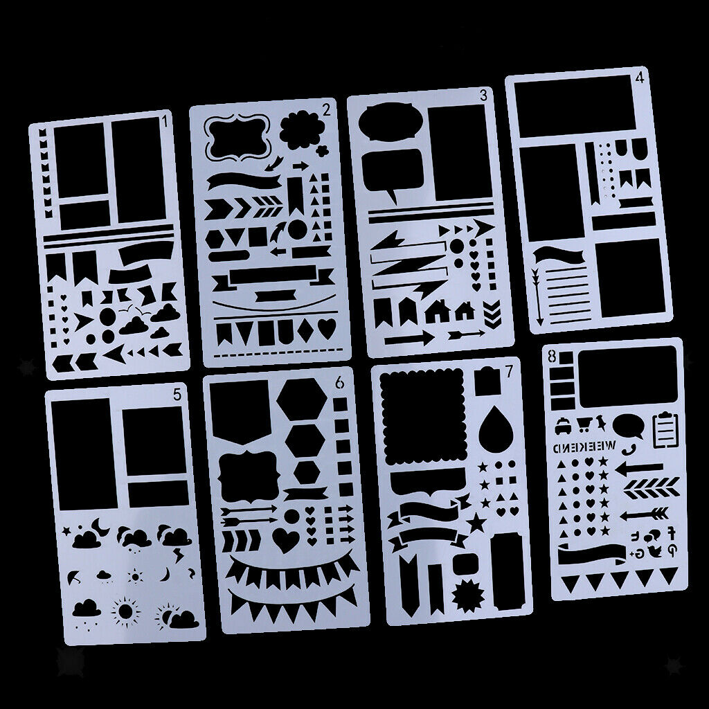 12x Plastic Journal Stencils Drawing Template Ruler for Bullet Journal Diary