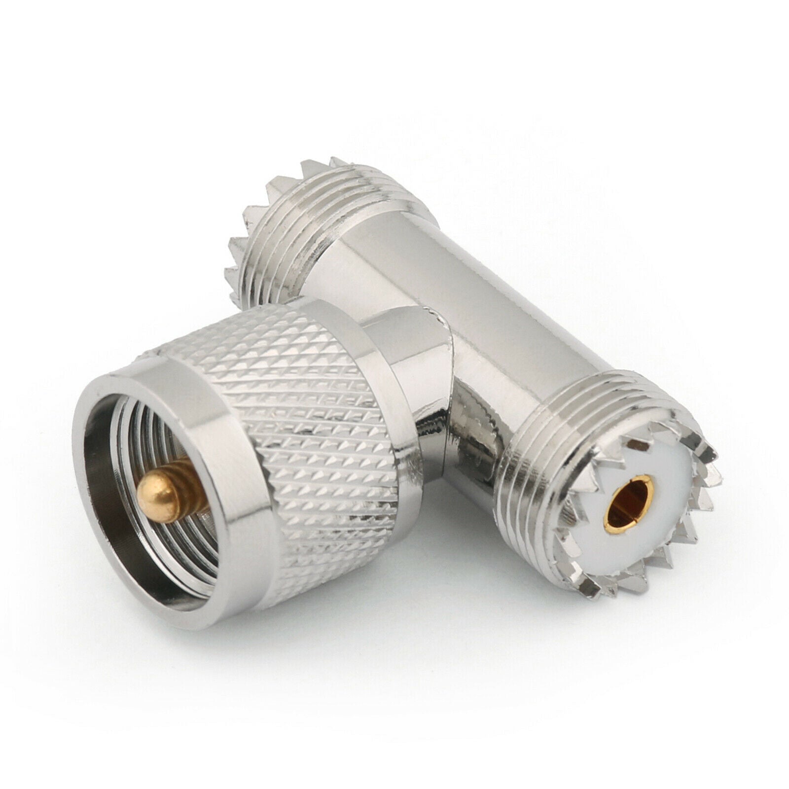 10Pcs T Tyep One UHF Male Plug PL-259 to Two UHF Female SO-239 RF Connectors CA