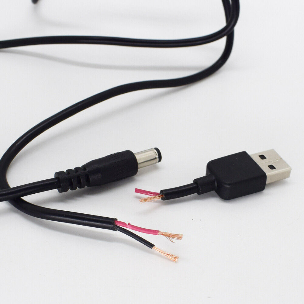 50pcs 1M/3.3FT USB 2.0 Male to 5.5x2.1mm Male 20AWG DC Power Charger Cable
