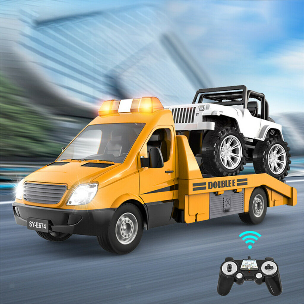 2.4Ghz RC Truck Road Wrecker Toys Construction Transporter Kids Gift for Boy