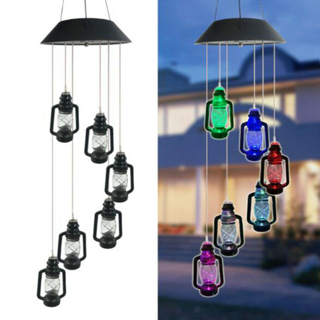 Solar Powered Colour Changing Led Wind Chimes Garden Pathway Decor Gift