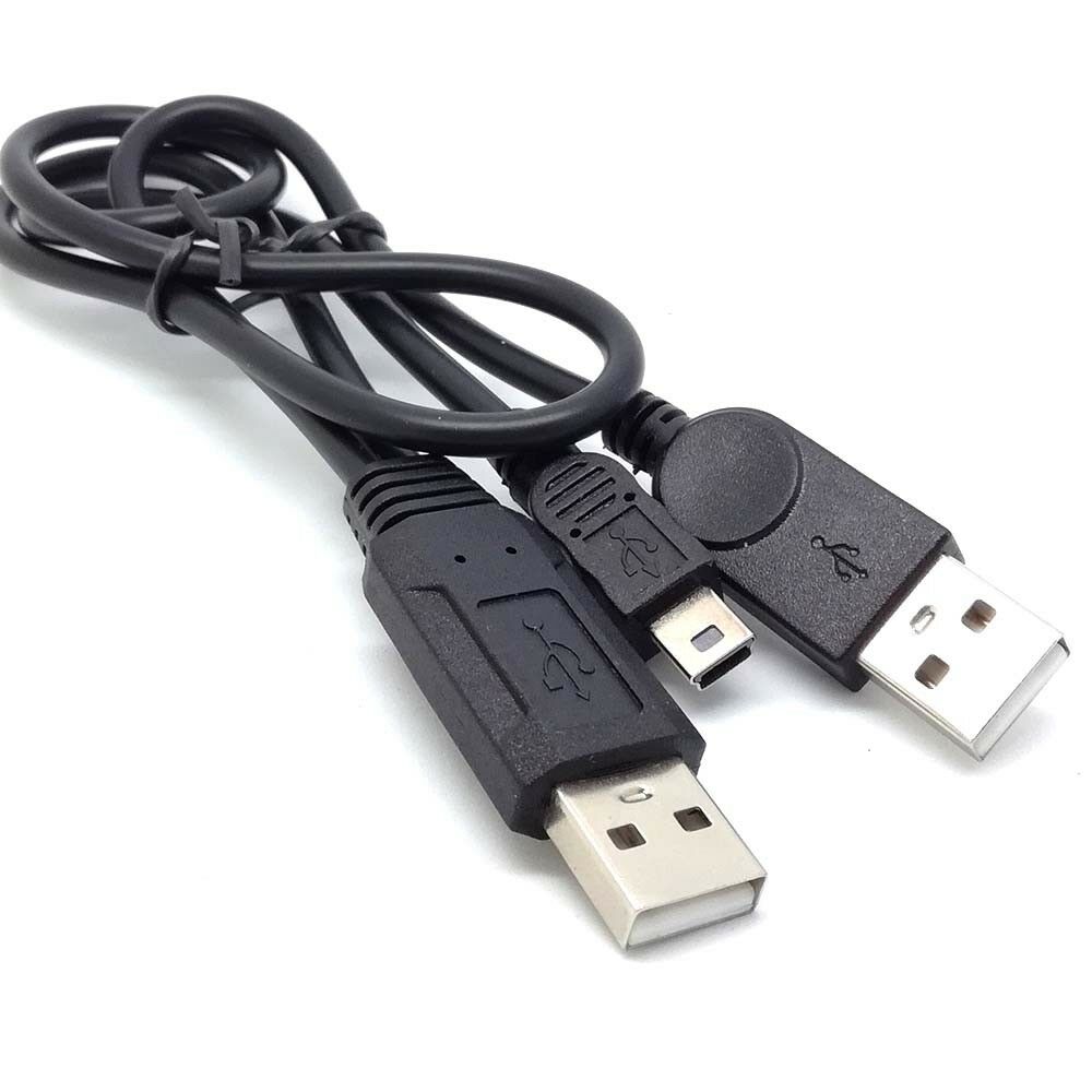 USB 2.0 A male to A Male + Mini 5pin Male Data Power Y Cable HDD Hard Drive /BX