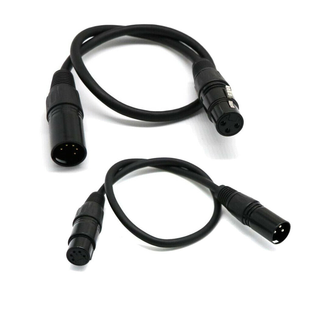 5Pin Female to 3Pin Male+5Pin Male to 3Pin Female XLR Turnaround DMX Cable