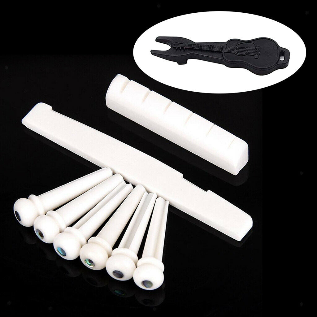 Classical Guitar Bridge Cattle Saddle 6 String Bone Split Nut New