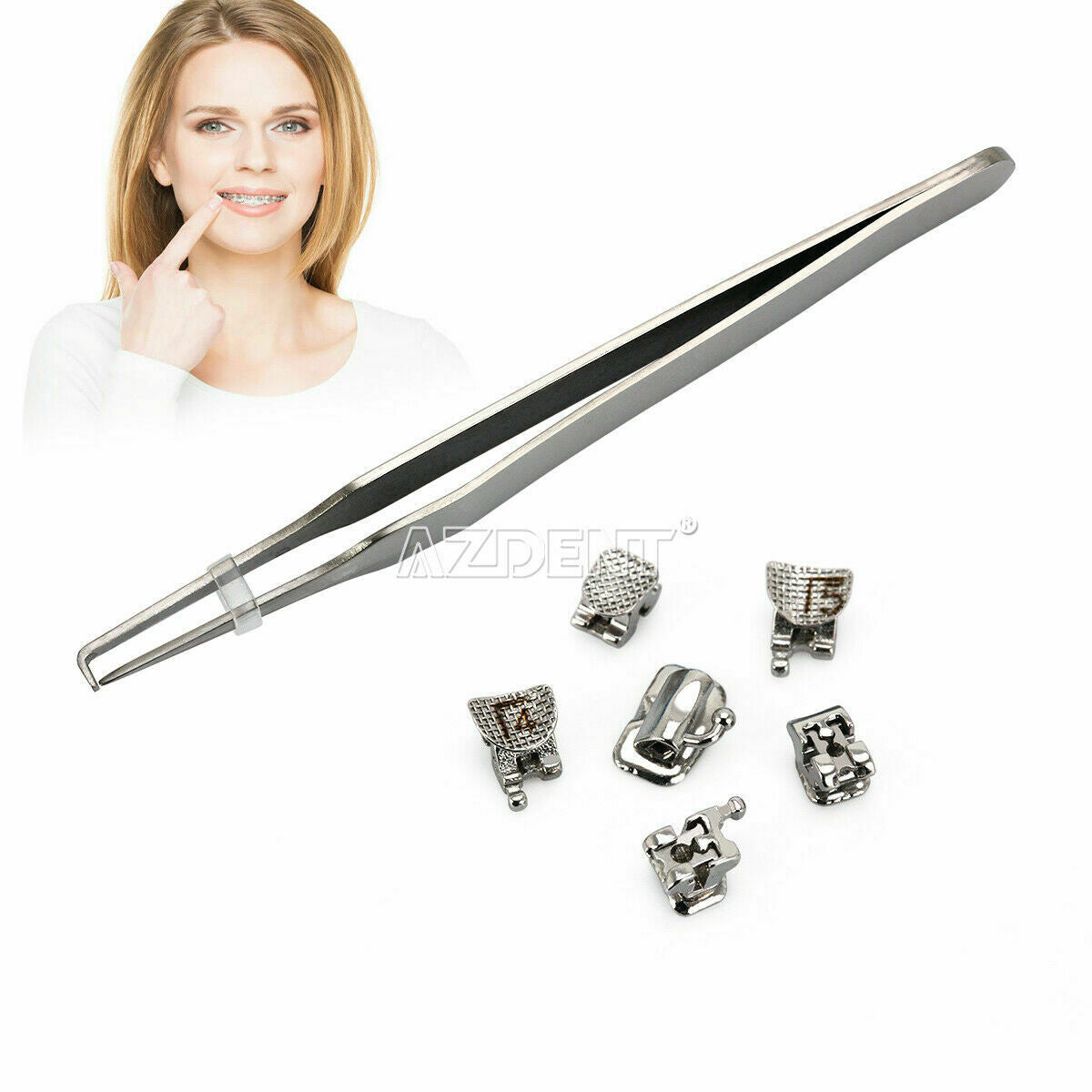 10 X Dental Orthodontic Self-Ligating Brackets Braces Roth.022 Hooks 345 &Tool
