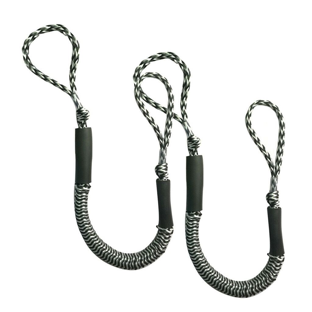 2x Bungee Dock Lines 4ft Stretches to 5.5ft for Boat Jet Ski Anchors Black 2