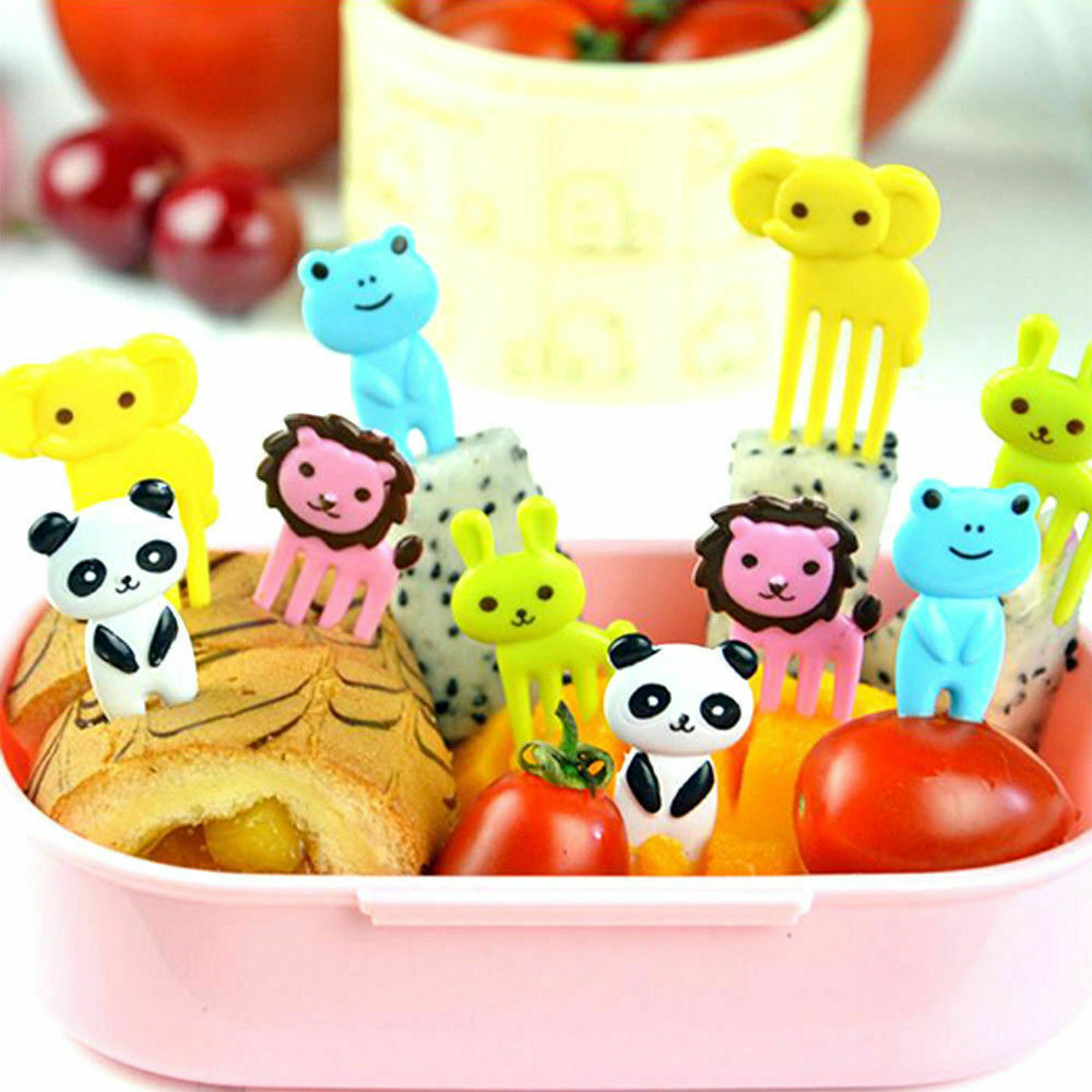 Lot 10x Bento Cute Animal Food Fruit Picks Forks Lunch Box Accessory Decor