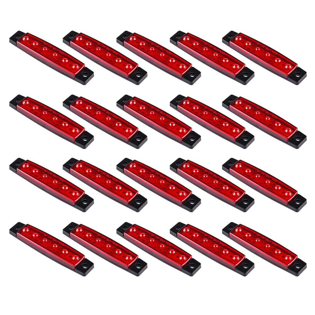 20pack 3.8" Amber 6-LED Side Marker Indicator Lamp Truck Vehicle 12V Red